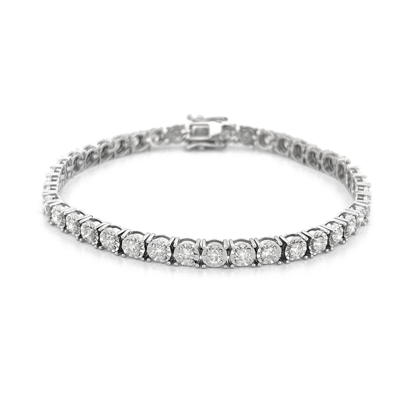 14K Gold Round Diamond Cut Natural Diamond Tennis Bracelet