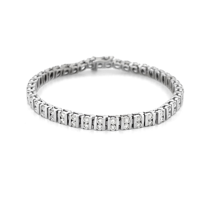 14K Gold Two Row Diamond Channel Tennis Bracelet