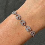 14K Gold Flat Diamond Pavé Mariner Link Bracelet