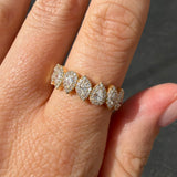 14K Gold Pear and Marquise Diamond Halo Band