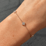 14K Gold Clover Diamond Station Bracelet