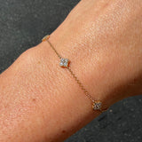 14K Gold Clover Diamond Station Bracelet