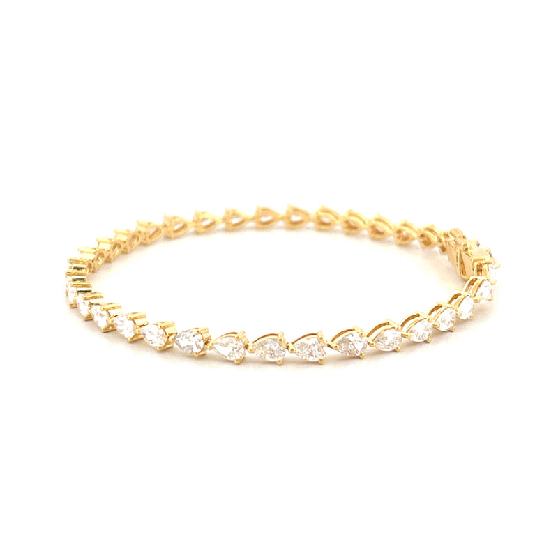 14K Gold East West Lab Grown Pear Cut Diamond Tennis Bracelet