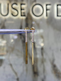 14K Gold Diamond Bar Earrings