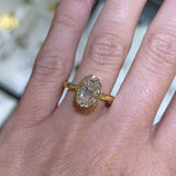 14K Gold Lab Grown Oval Diamond Floral Bezel Solitaire Engagement Ring