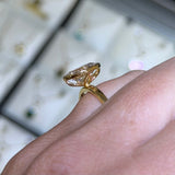 14K Gold Lab Grown Oval Diamond Floral Bezel Solitaire Engagement Ring