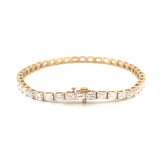 14K Gold East West Lab Grown Emerald Cut Diamond Tennis Bracelet