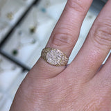 14K Gold Round Pavé Diamond Signet Band