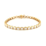 14K Gold East West Lab Grown Emerald Cut Diamond Bezel Tennis Bracelet