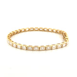 14K Gold East West Lab Grown Emerald Cut Diamond Bezel Tennis Bracelet