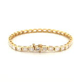 14K Gold East West Lab Grown Emerald Cut Diamond Bezel Tennis Bracelet