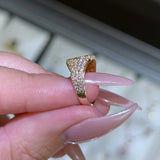14K Gold Round Pavé Diamond Signet Band