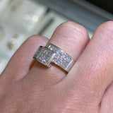 14K Gold Invisible Diamond Crossover Band