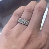 14K Gold Three-Row Pavé Mens Natural Eternity Band