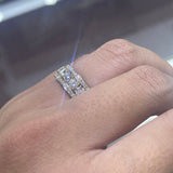 14K Gold Three-Row Pavé Mens Natural Eternity Band