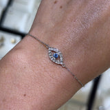 14K Gold Sapphire Evil Eye Bracelet