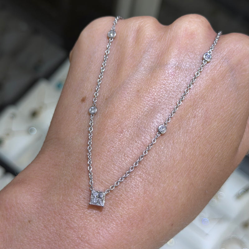 14K Gold Lab Grown Diamond by the Yard Princess Pendant Necklace
