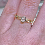 14K Gold Cuban Oval Diamond Bezel Ring