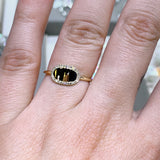 14K Gold Diamond Personalized Oval ID Ring