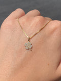 14K Gold Clover Diamond Pendant w/ Box Chain
