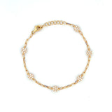 14K Gold Round Cluster Diamond by the Yard Paper Clip Bracelet