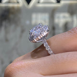14K Gold 3.00 Carat Lab Grown Cushion Cut Diamond Wide Halo Engagement Ring