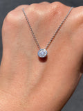 14K Gold Diamond Cut Bezel Diamond Pendant Necklace