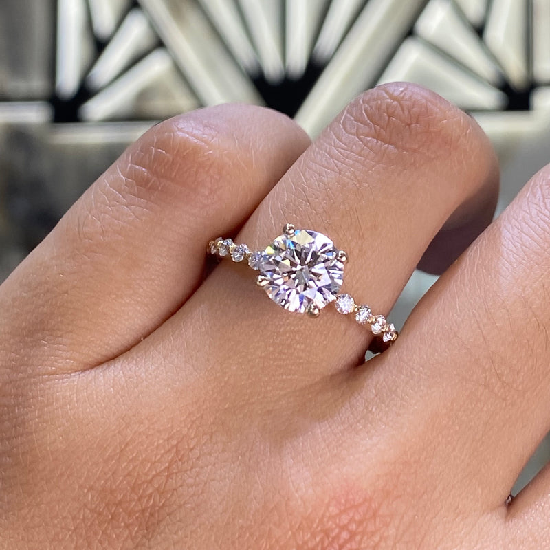 14K Gold 1.50 Carat Natural Round Cut Diamond Single Prong Engagement Ring