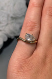 14K Gold East West 1.50 Carat Lab Grown Diamond Pear Curved Engagement Ring