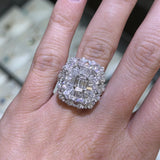 14K Gold Baguette and Round Diamond Cluster Engagement Ring