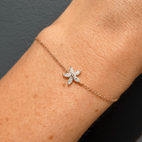 14K Gold Diamond Marquise Flower Bracelet