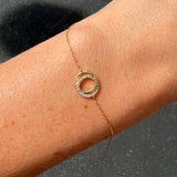 14K Gold Interlocking Diamond Ring Bracelet