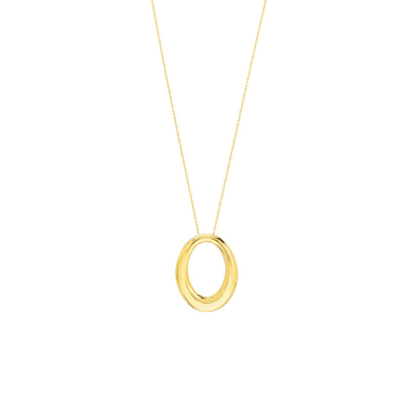 14K Gold Tapered Oval Pendant Necklace