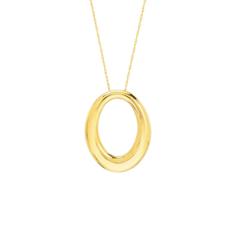 14K Gold Tapered Oval Pendant Necklace
