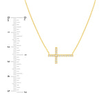 14K Gold Sideways Diamond Cross Pendant Necklace