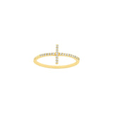 14K Gold Diamond Cross Ring