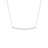 14K Gold Prong Set Curved Diamond Bar Pendant Necklace
