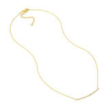 14K Gold Prong Set Curved Diamond Bar Pendant Necklace