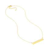 14K Gold Bar Pendant Necklace with Inset Diamond Bezel