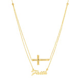 14K Gold Faith and Cross Necklace