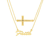 14K Gold Faith and Cross Necklace