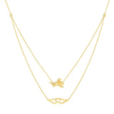 14K Gold Layered Heart Wings and Angel Necklace