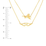 14K Gold Layered Heart Wings and Angel Necklace