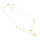 14K Gold Layered Hollow Compass and Helm Necklace