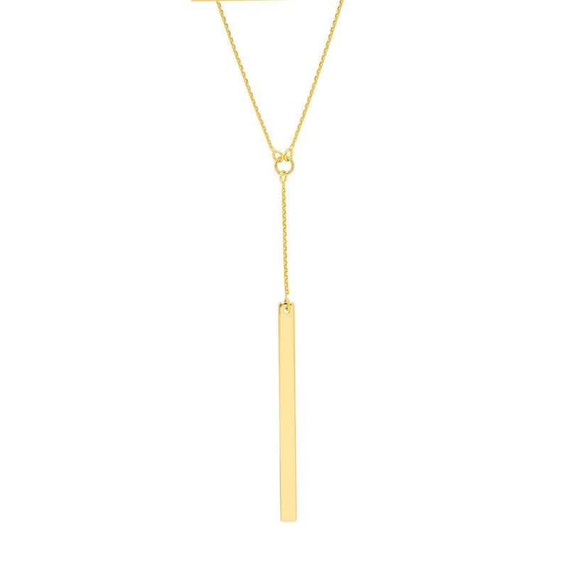 14K Gold Personalized Lariat Bar Pendant