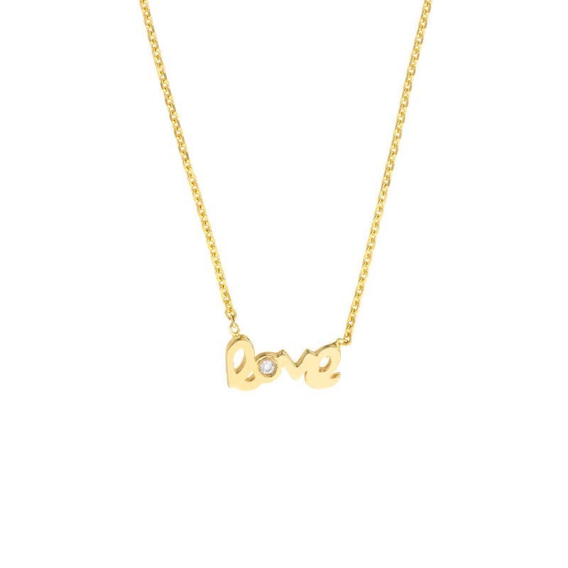 14K Gold Mini Diamond Love Pendant Necklace