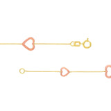 14K Two-Tone Gold Open Heart Box Chain Bracelet