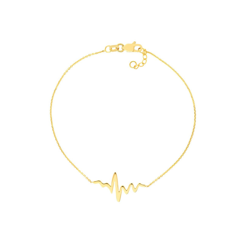 14K Gold Heartbeat Bracelet