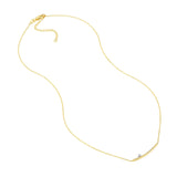 14K Two Tone Gold Thin Curve Bar with Diamond Bezel Pendant Necklace