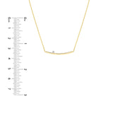 14K Two Tone Gold Thin Curve Bar with Diamond Bezel Pendant Necklace